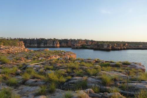 The expansive rock lined Drysdale River in the north Kimberley