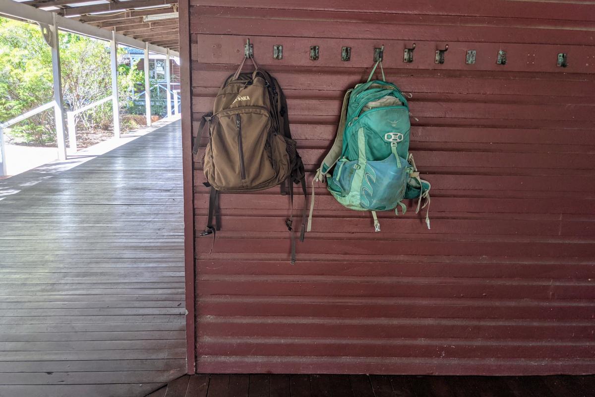 Hiking backpacks at Perth Hills Discovery Centre