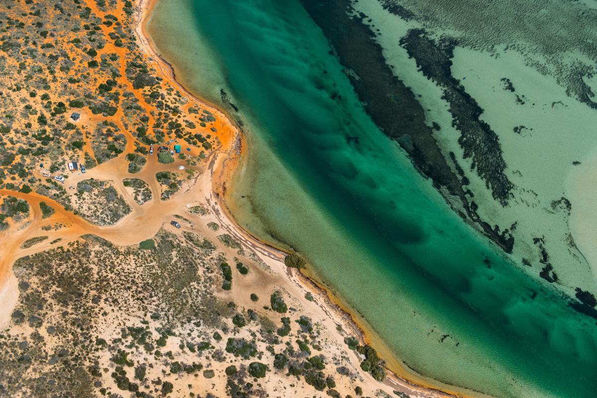 aerial view of big lagoon in francois peron national park