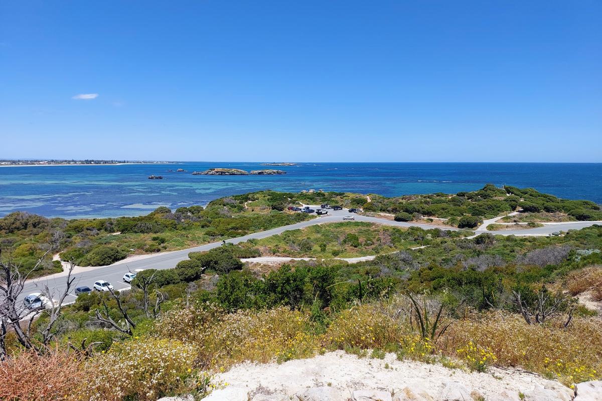 View of parking areas at Cape Peron