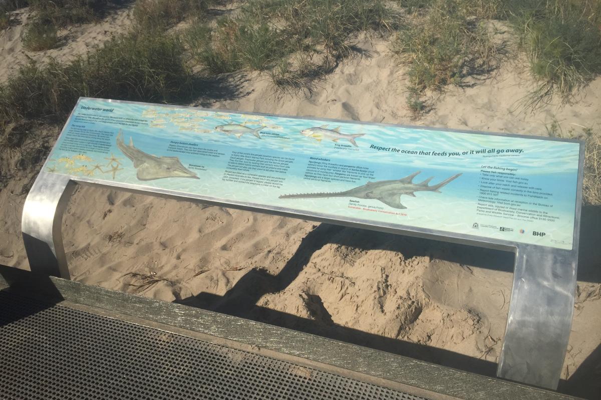 Signage about wildlife at Eighty Mile Beach